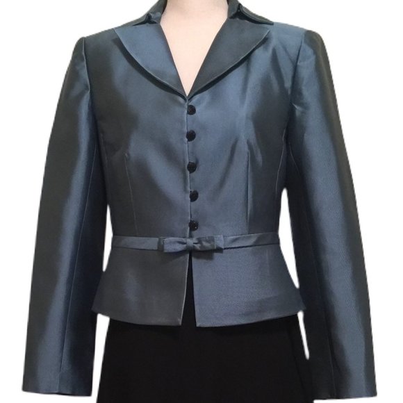 Talbots Blue Jacket & Black Skirt Ensemble Size 8 - Picture 2 of 13